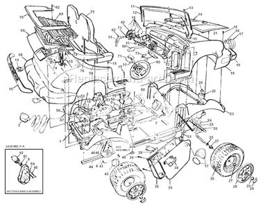Page A Diagram and Parts List for 76822-87100  Power Wheels Ride-On Cars